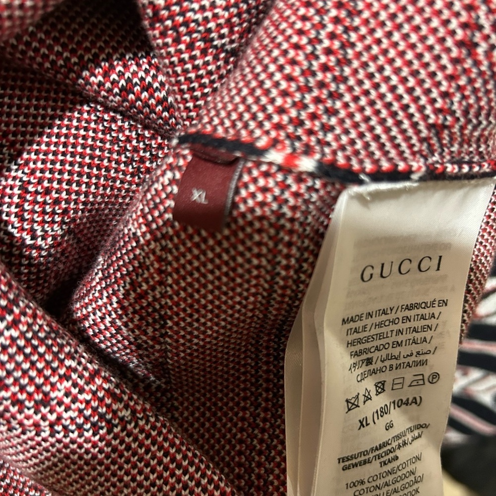 Men's Gucci logo, cotton jacquard cardigan in ink, red and white size XL - Picture 6 of 12